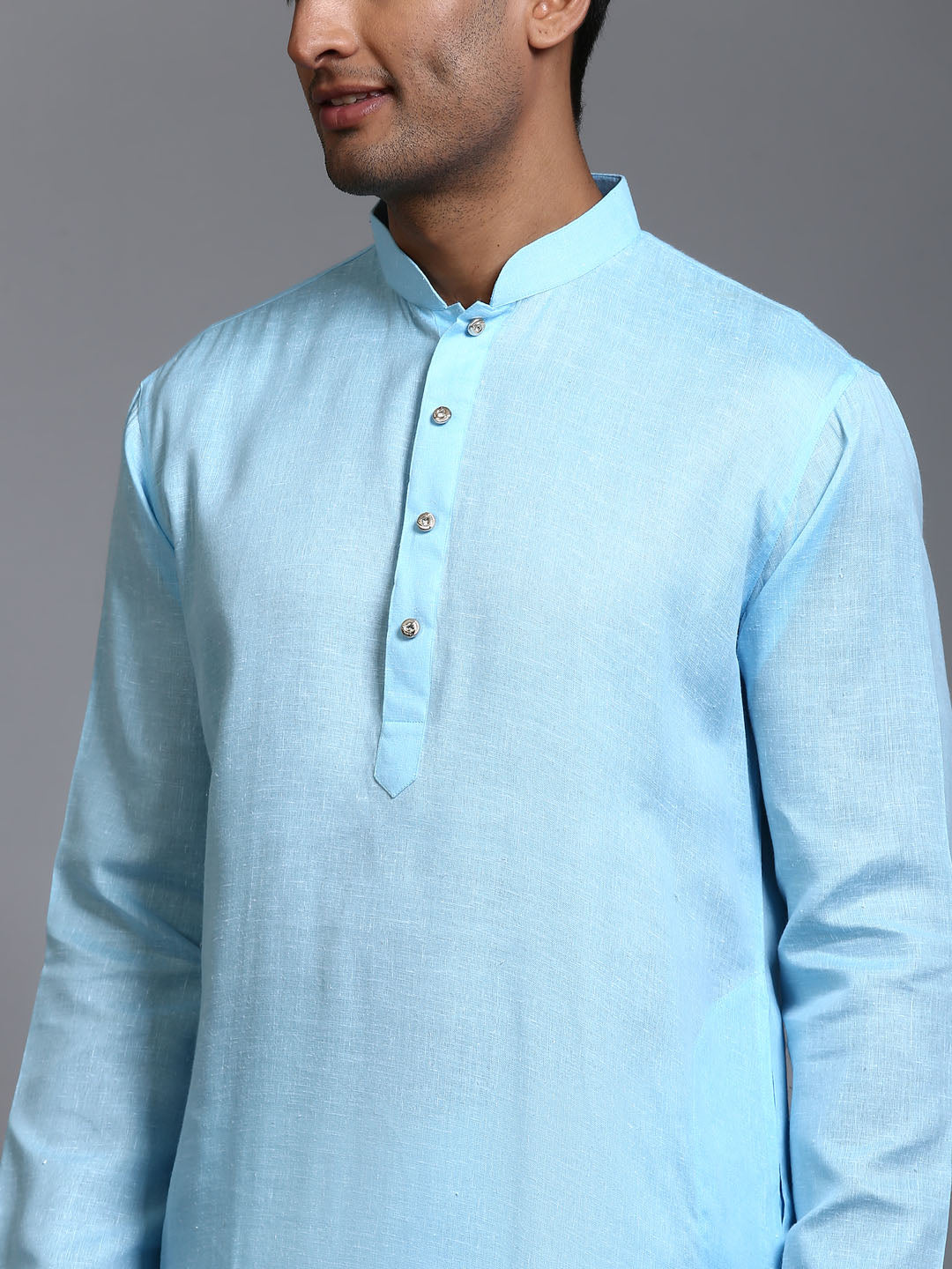 Men's Aqua Cotton Straight Kurta Pyjama Set