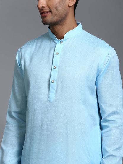 Men's Aqua Cotton Straight Kurta Pyjama Set