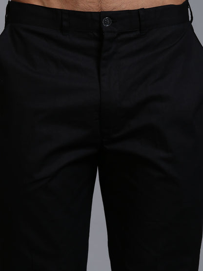 Men's Black Cotton Blend Straight Kurta Pyjama Set