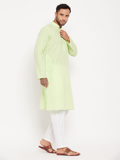 Men's Green Cotton Straight Kurta Pyjama Set