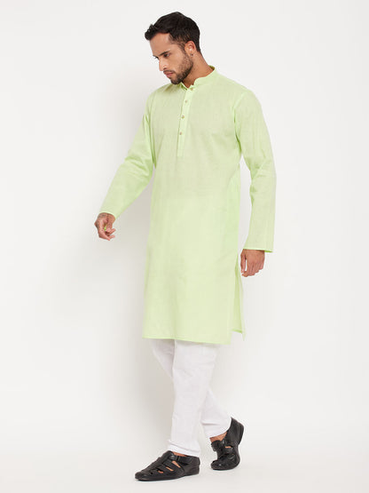 Men's Green Cotton Straight Kurta Pyjama Set