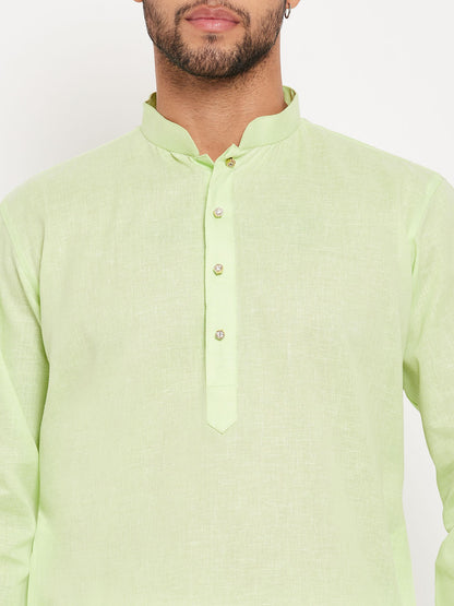 Men's Green Cotton Straight Kurta Pyjama Set
