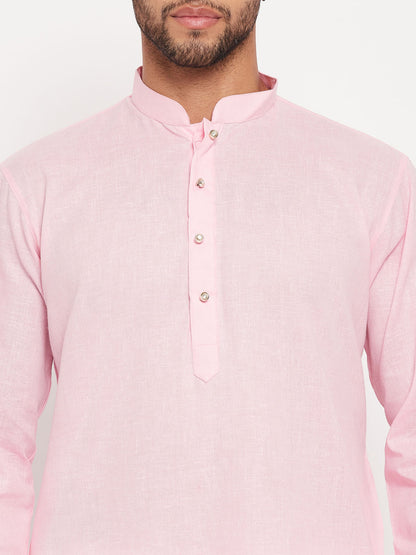 Men's Pink Cotton Straight Kurta Pyjama Set