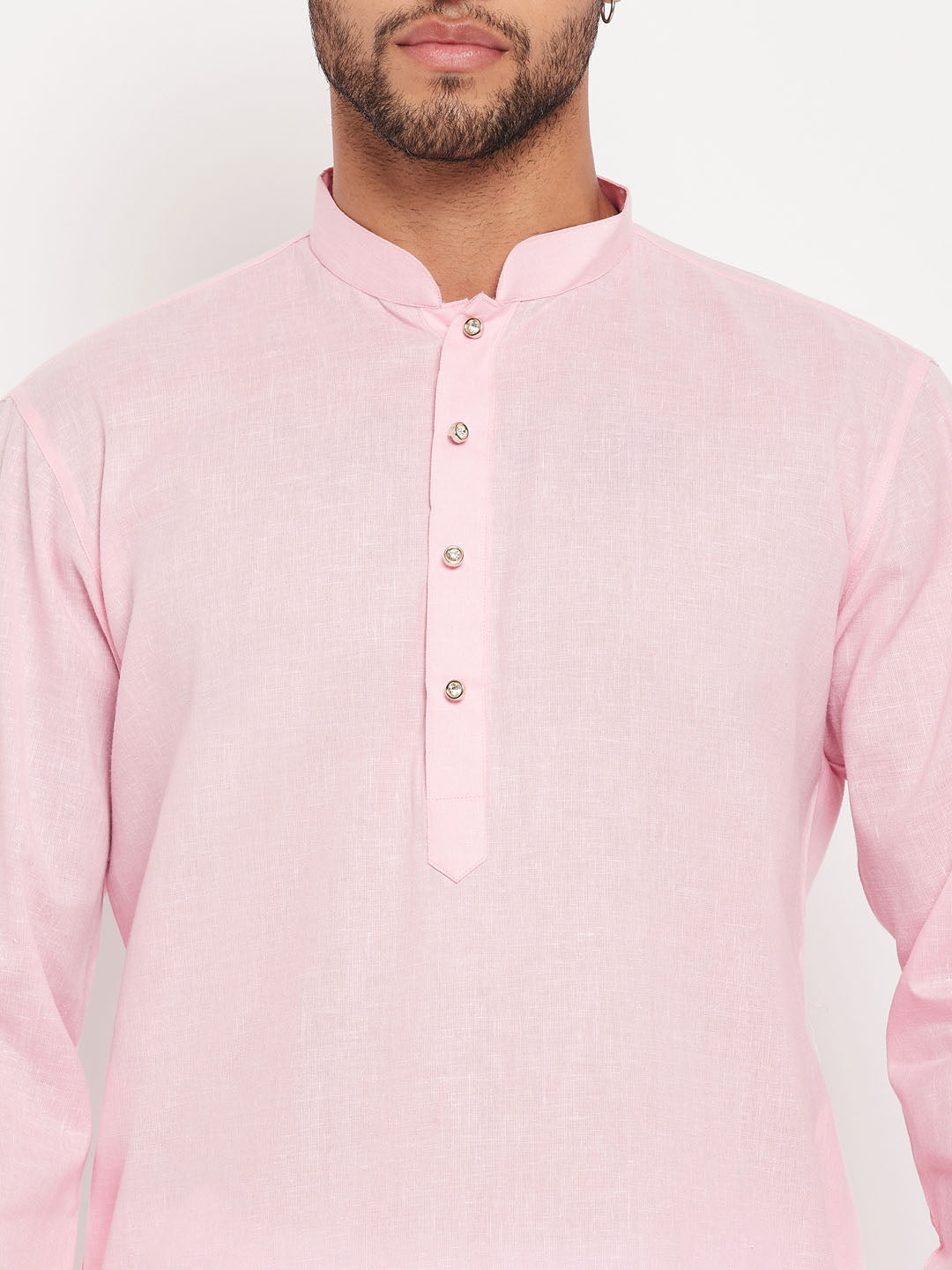 Men's Pink Cotton Straight Kurta Pyjama Set