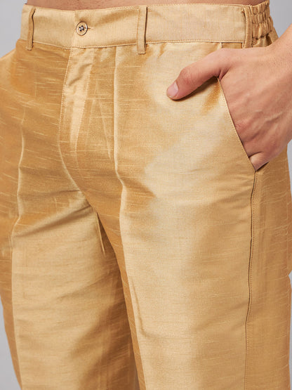 Men's Coffee Silk Blend Straight Kurta Pyjama Set