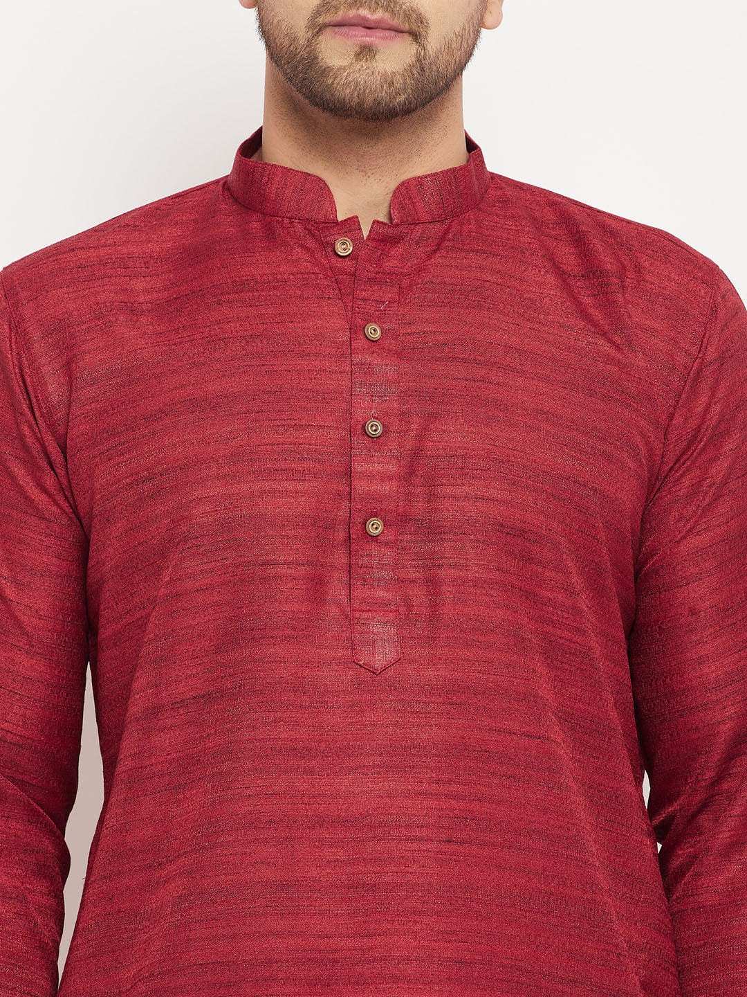 Men's Maroon Silk Blend Straight Kurta Pyjama Set