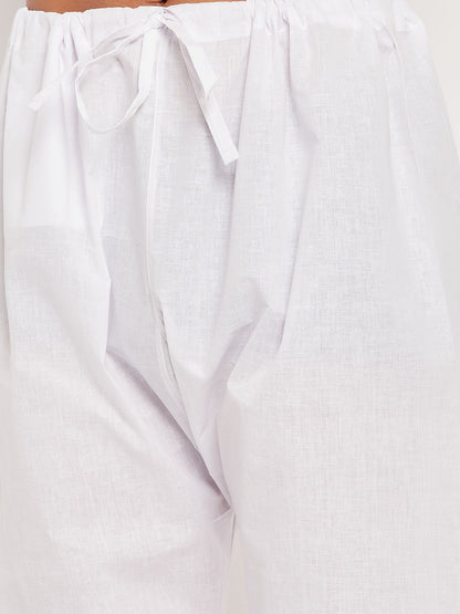 Men's Cream Cotton Straight Kurta Pyjama Set