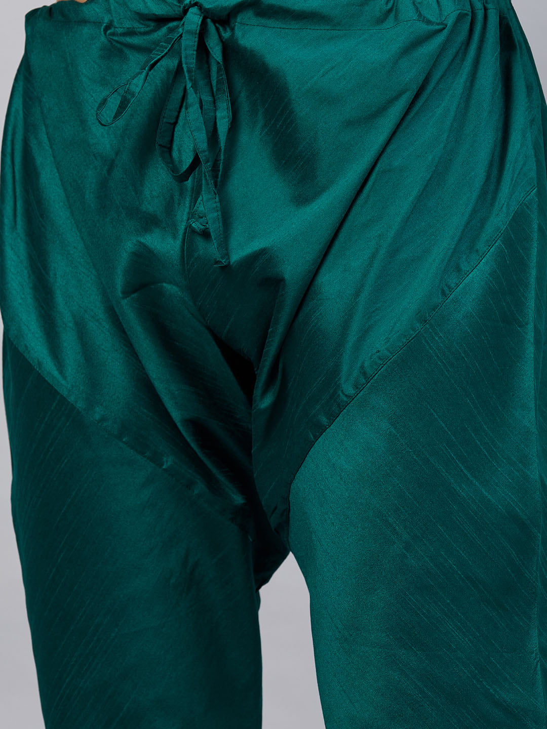 Men's Green Dupion Silk Straight Kurta Pyjama Set
