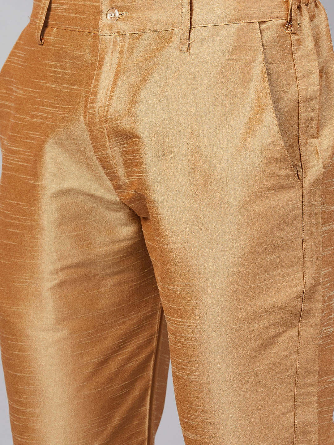 Men's Beige Silk Blend Straight Kurta Pyjama Set