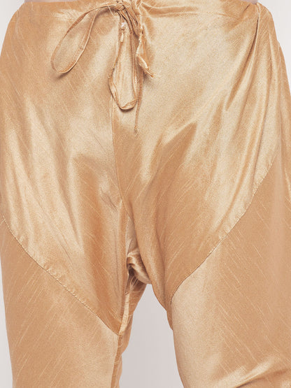 Men's Beige Silk Blend Straight Kurta Pyjama Set