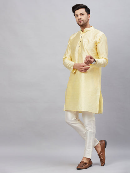 Men's Beige Silk Blend Straight Kurta Pyjama Set