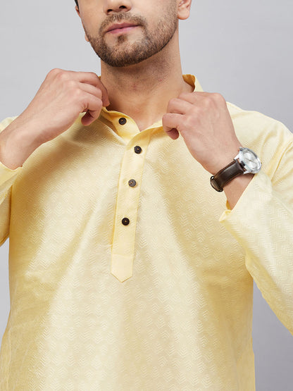Men's Beige Silk Blend Straight Kurta Pyjama Set