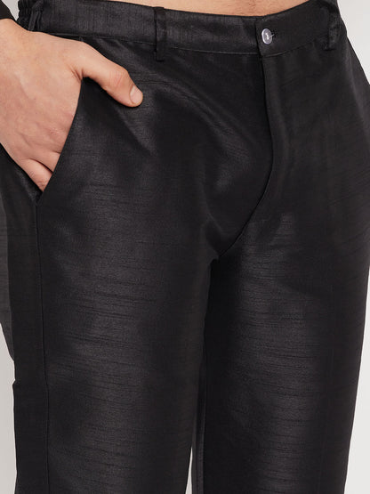 Men's Coffee Silk Blend Straight Kurta Pyjama Set