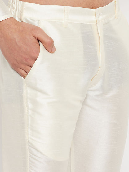 Men's Navy blue Silk Blend Straight Kurta Pyjama Set