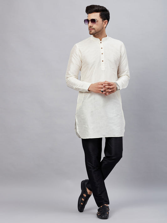 Men's Mustard Cotton Blend Pathani Kurta Pyjama Set