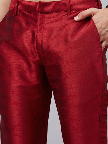 Men's Orange Cotton Blend Pathani Kurta Pyjama Set