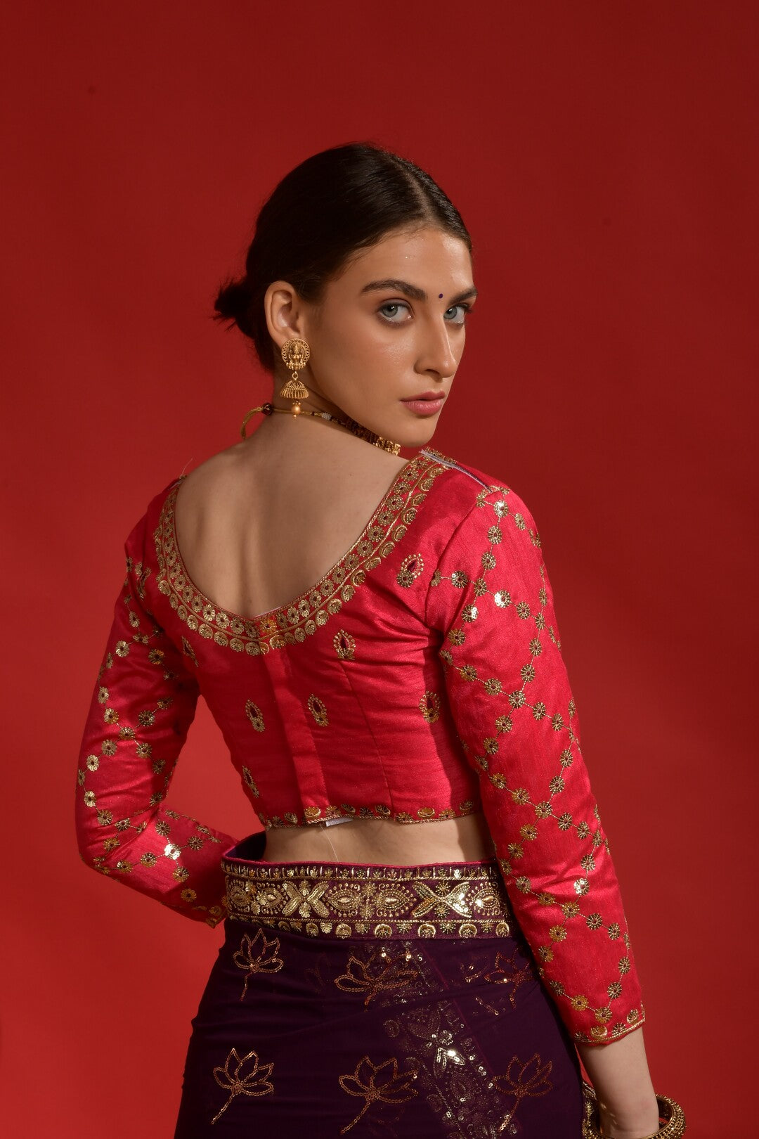 Dhiyona GR Women's Kamal Wine Heavy Georgette Sequence Saree