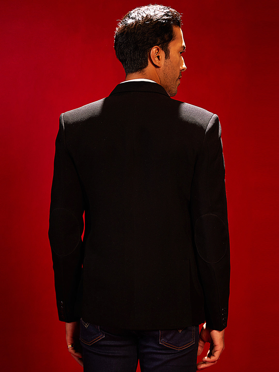 Men's Black Silk Blend Straight Blazer