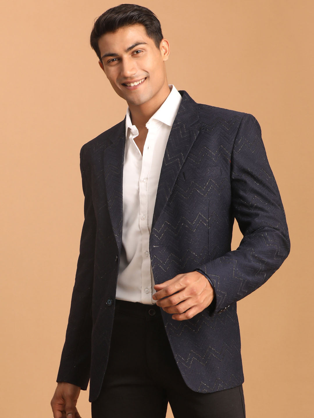 Men's Navy Blue  Straight Blazer