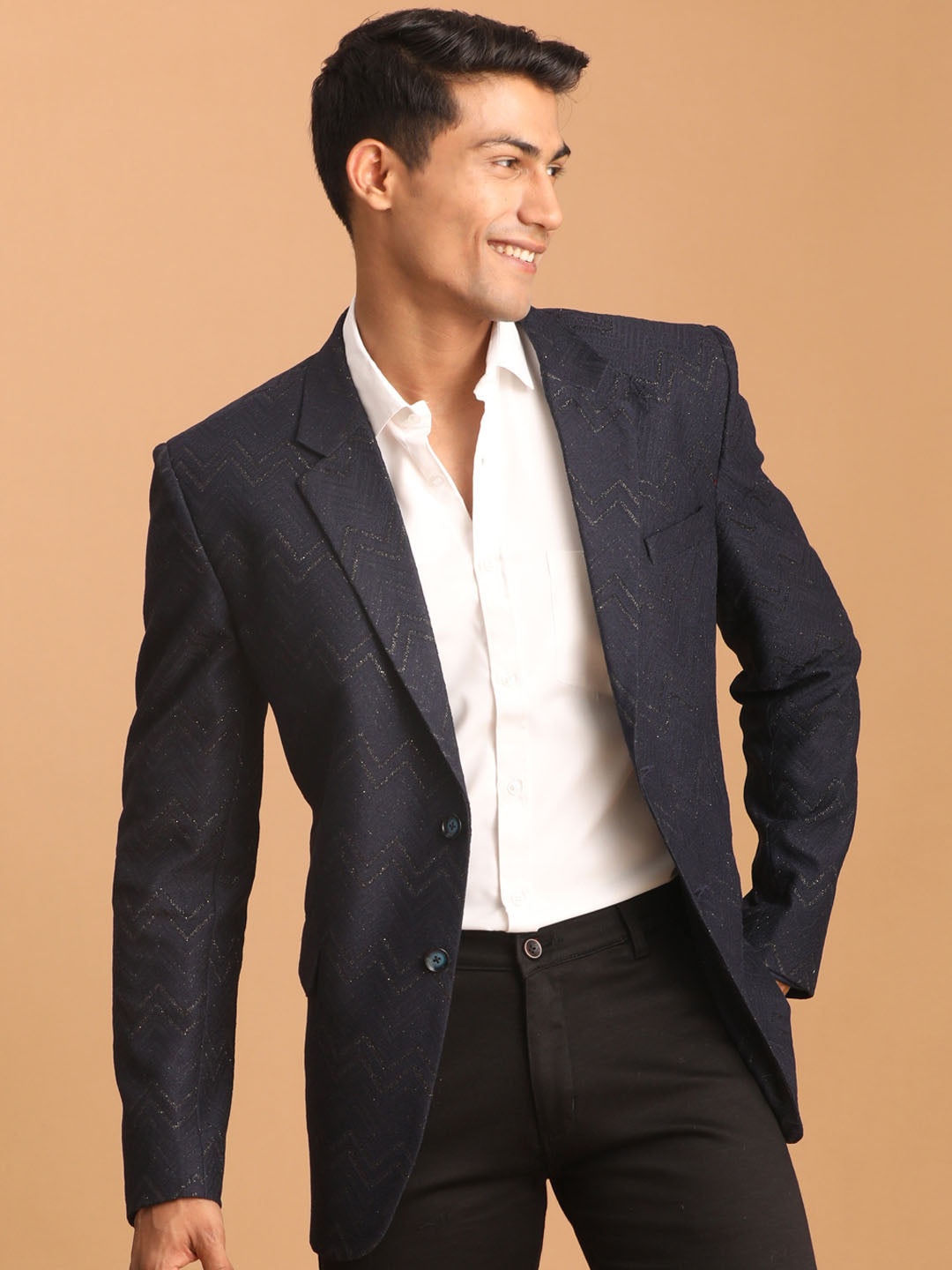 Men's Navy Blue  Straight Blazer