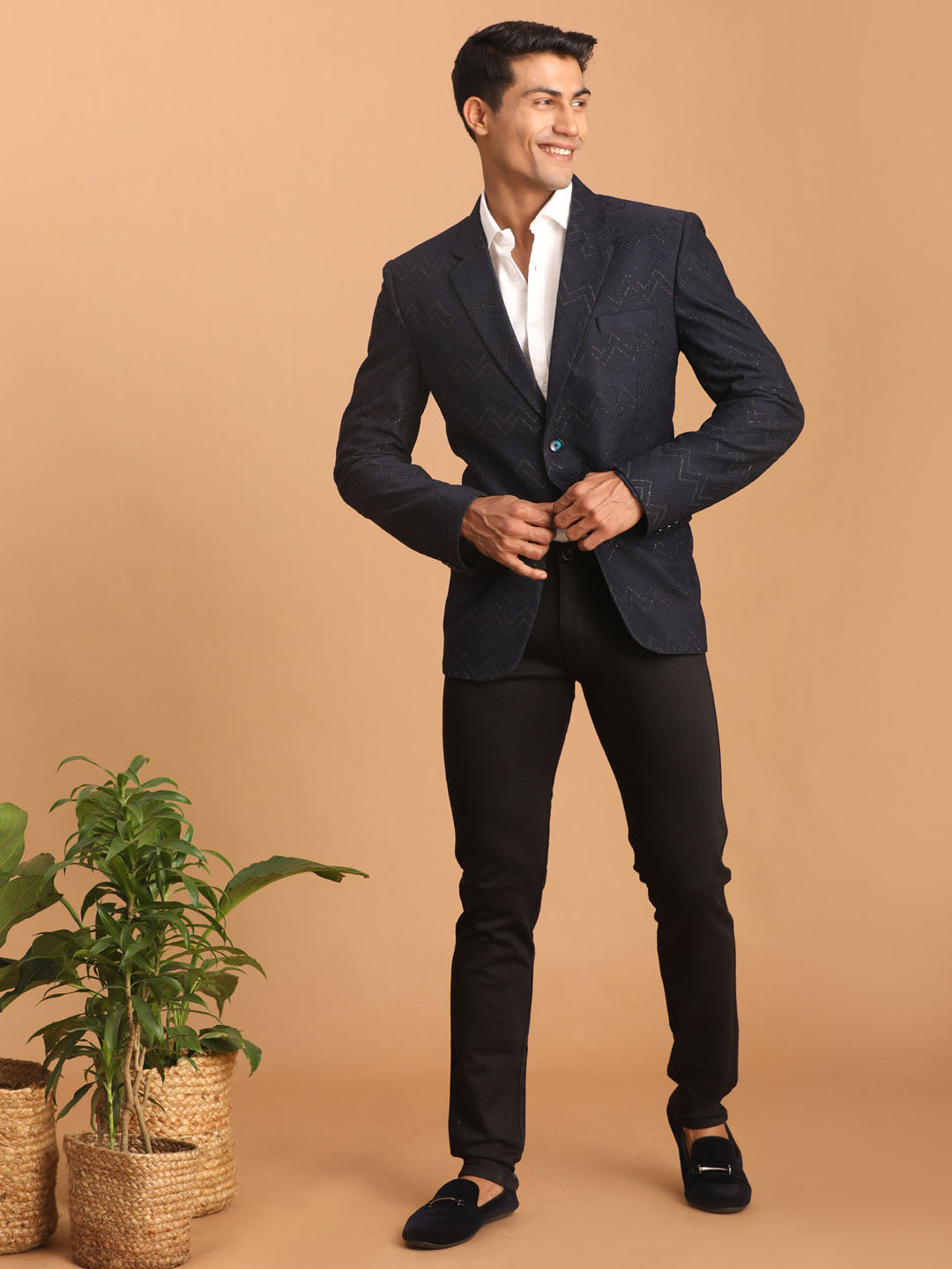Men's Navy Blue  Straight Blazer