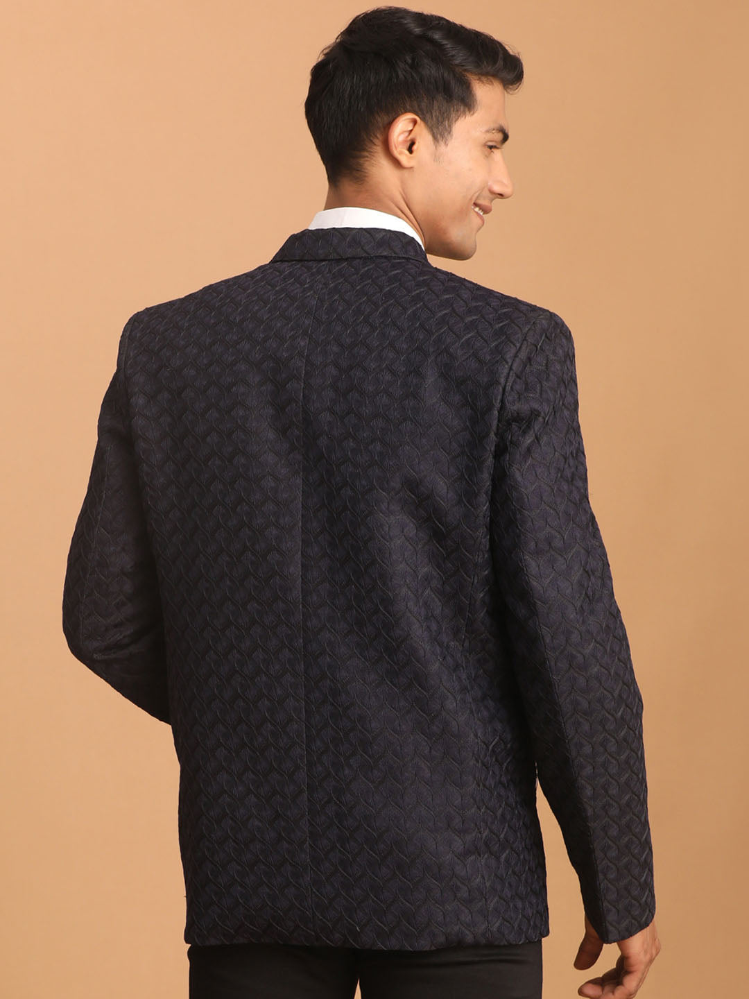 Men's Navy Blue Silk Blend Blazer Blazer