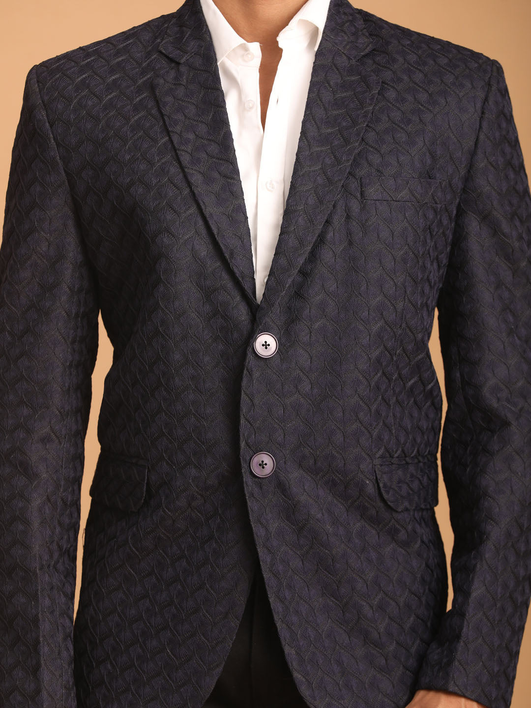 Men's Navy Blue Silk Blend Blazer Blazer