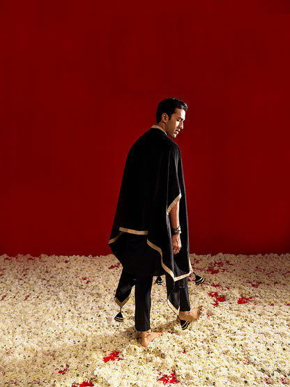 Men's Black Velvet Straight Dupatta