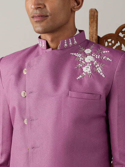 Men's Cream Viscose Straight Sherwani Set