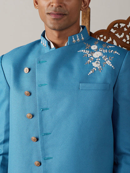 Men's Cream Viscose Straight Sherwani Set