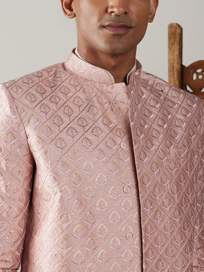 Men's Cream Viscose Straight Sherwani Set