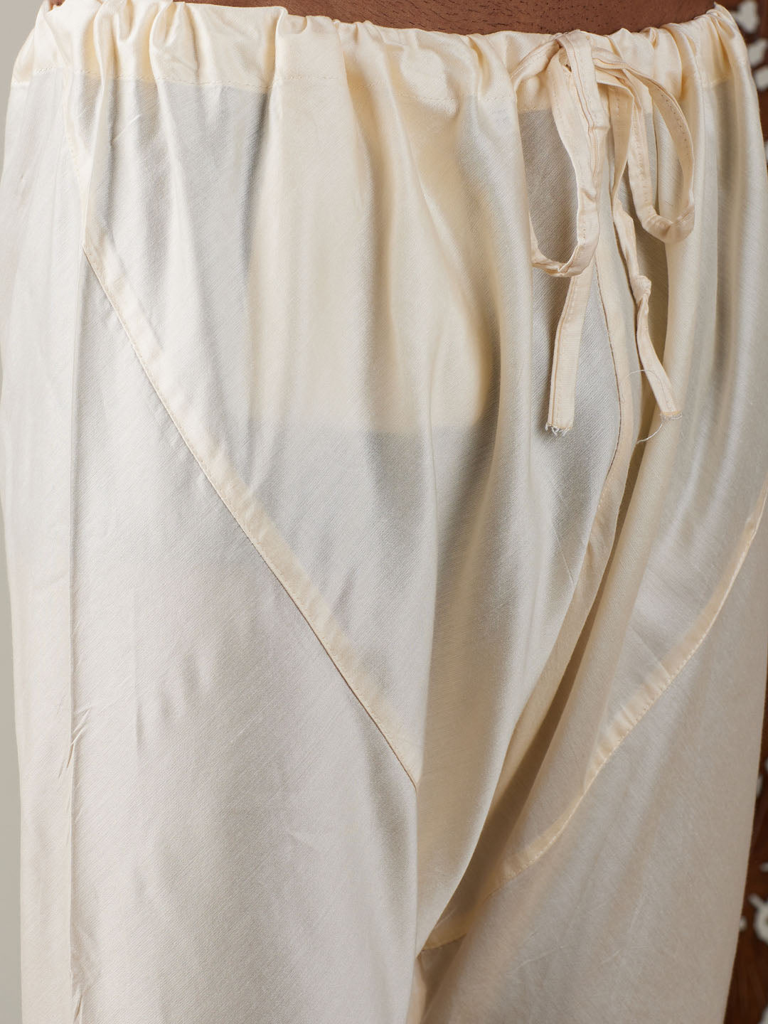 Men's Cream Viscose Straight Sherwani Set