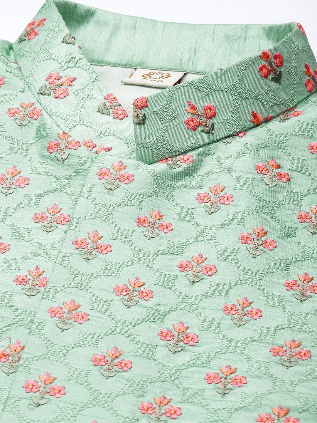 Men's Mint Green Silk Blend Straight Nehru Jacket