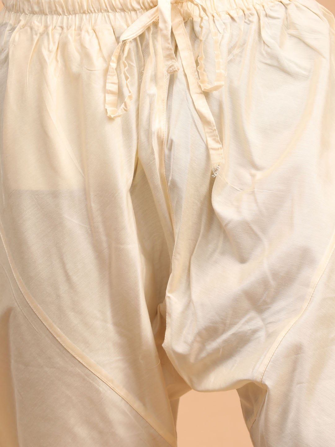 Men's Cream Viscose Straight Jacket  Kurta and Pyjama Set