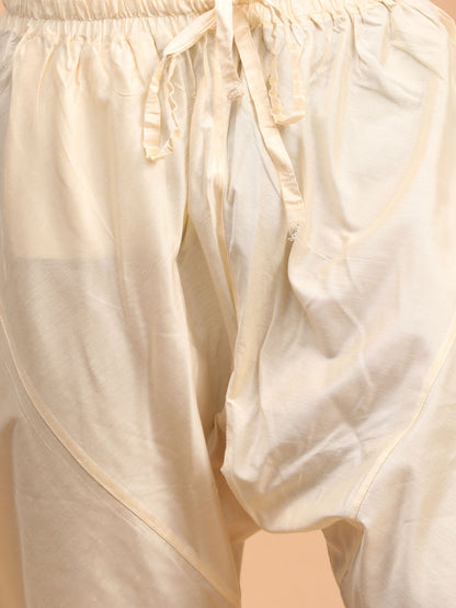 Men's Cream Viscose Straight Jacket  Kurta and Pyjama Set