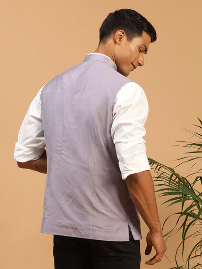 Men's Purple Viscose Straight Nehru Jacket
