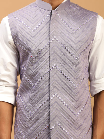 Men's Purple Viscose Straight Nehru Jacket