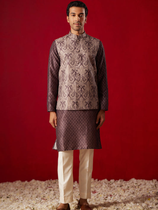 Men's Black Cotton Straight Nehru Jacket