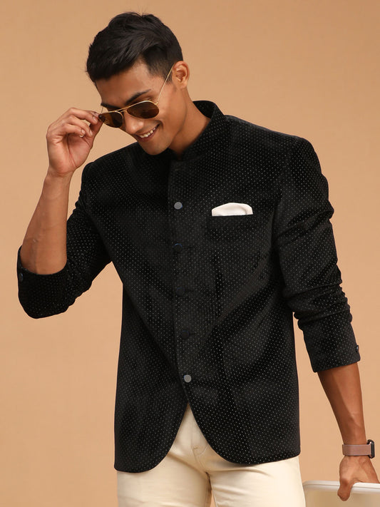 Men's Black Velvet Straight Jodhpuri