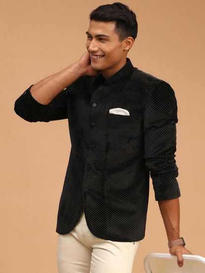 Men's Black Velvet Straight Jodhpuri