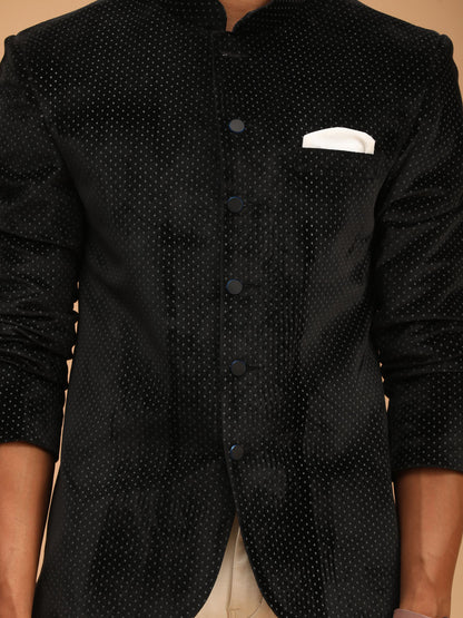 Men's Black Velvet Straight Jodhpuri