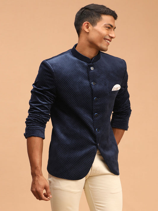 Men's Blue Velvet Straight Jodhpuri