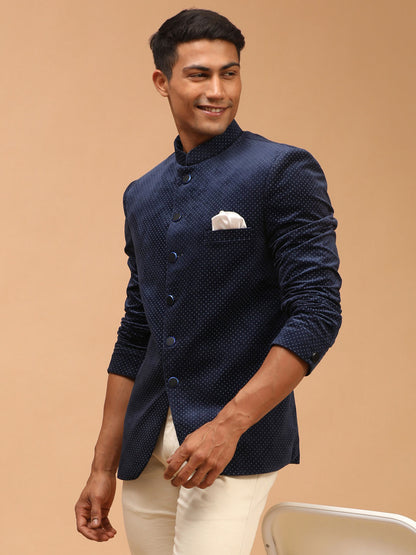 Men's Blue Velvet Straight Jodhpuri