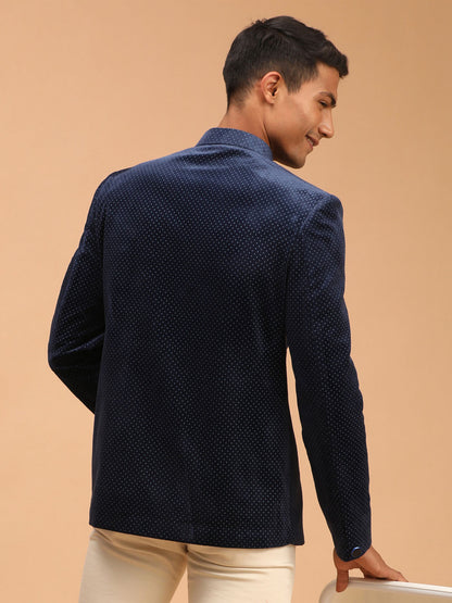 Men's Blue Velvet Straight Jodhpuri