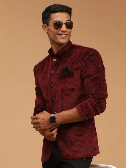 Men's Maroon Velvet Straight Jodhpuri