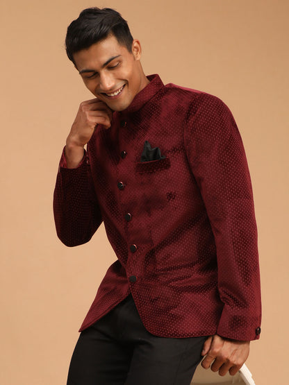 Men's Maroon Velvet Straight Jodhpuri