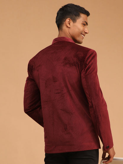 Men's Maroon Velvet Straight Jodhpuri