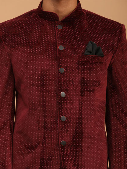 Men's Maroon Velvet Straight Jodhpuri
