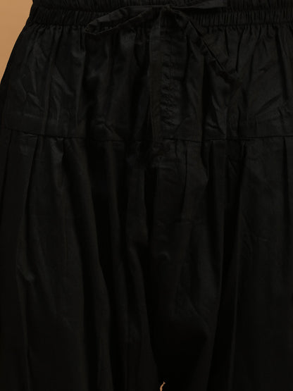 Men's Black Viscose Straight Jacket  Kurta and Pyjama Set