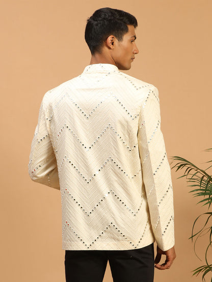 Men's Cream Viscose Straight Jodhpuri
